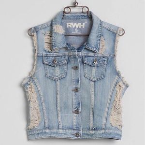 Buckle RWH Denim Vest w/ Deconstructed Frayed Back